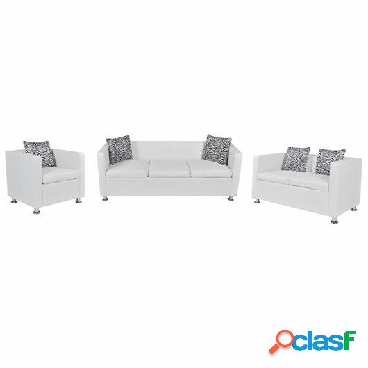 Set de sofás de 2 y 3 plazas y sillón de cuero artificial