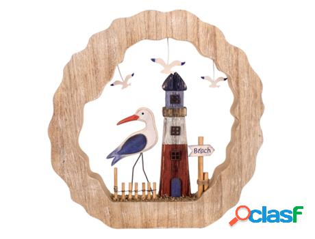 Signes Grimalt - Adorno Faro y Gaviota Marrón de Madera |