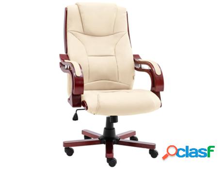 Silla de Oficina VIDAXL Crema (Cuero - 66.5 x 75 x (109 -