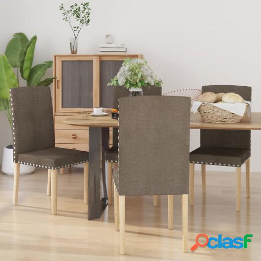 Silla de comedor de tela gris taupe 4 unidades