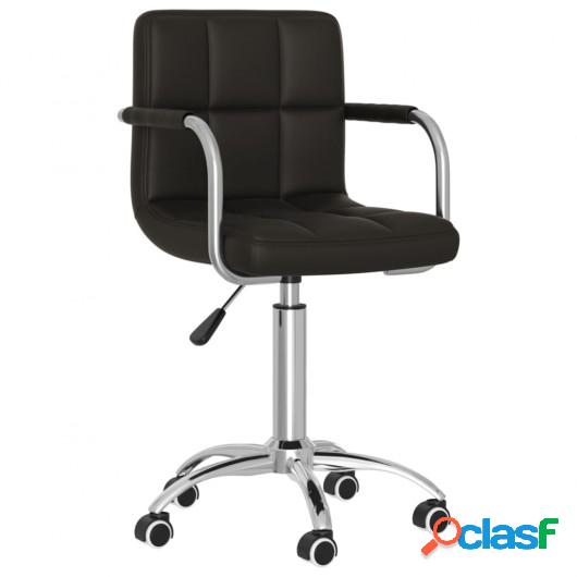 Silla de comedor giratoria cuero sintético negro