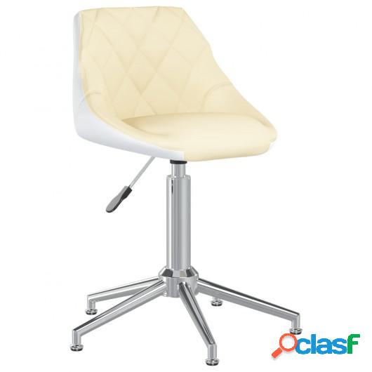 Silla de oficina giratoria de cuero sintético crema y