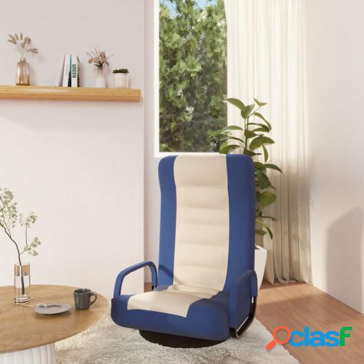 Silla de suelo giratoria de tela azul y crema