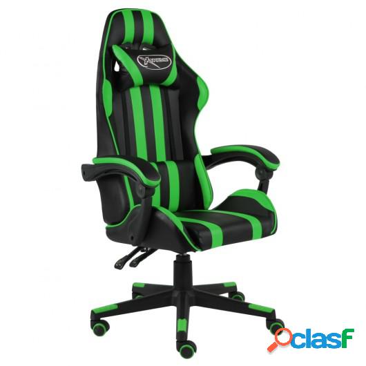 Silla gaming de cuero sintético negro y verde