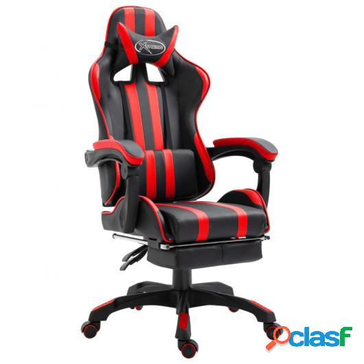 Silla gaming de escritorio con reposapiés roja PU