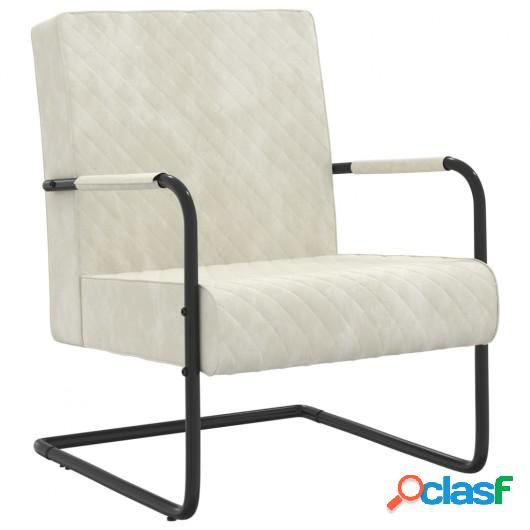 Silla voladiza de terciopelo blanco crema