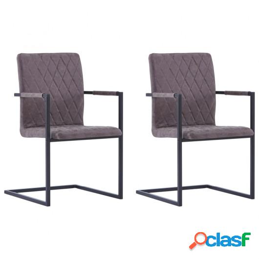 Sillas comedor cantilever 2 uds cuero sintético marrón