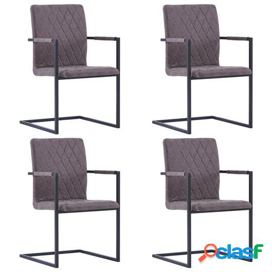 Sillas comedor cantilever 4 uds cuero sintético marrón
