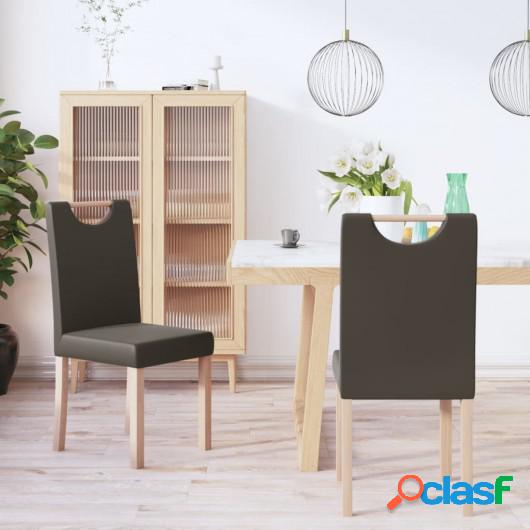 Sillas de comedor 2 unidades cuero sintético gris