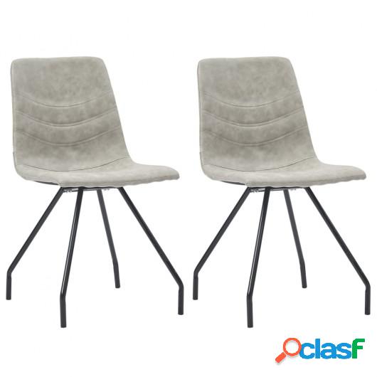 Sillas de comedor 2 unidades cuero sintético gris