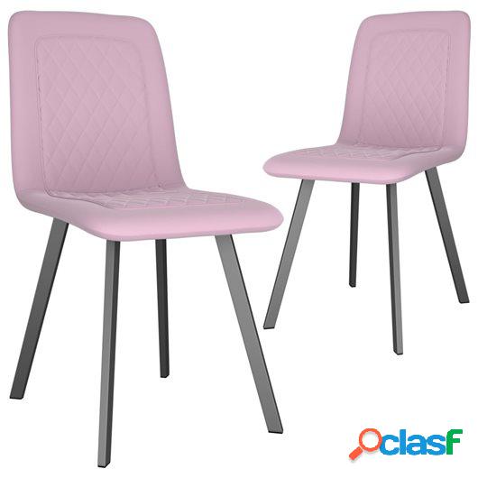 Sillas de comedor 2 unidades de terciopelo rosa