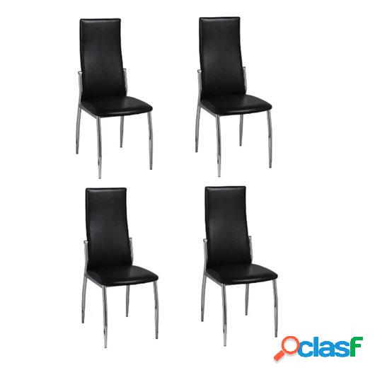 Sillas de comedor 4 unidades cuero artificial negro
