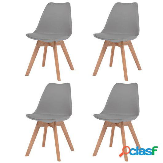 Sillas de comedor 4 unidades cuero artificial y madera gris