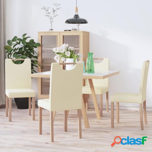 Sillas de comedor 4 unidades cuero sintético color crema
