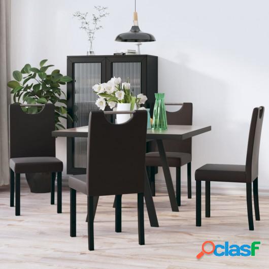 Sillas de comedor 4 unidades cuero sintético marrón