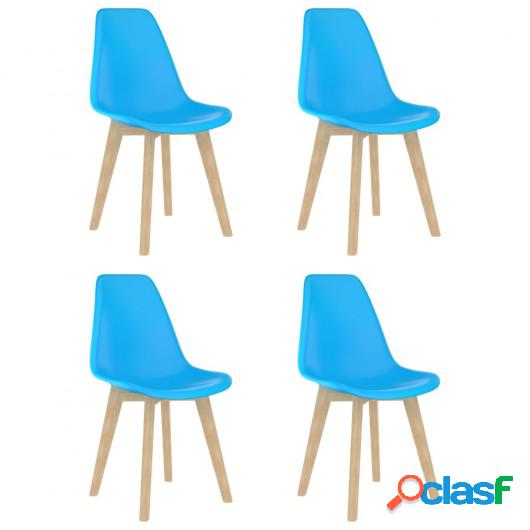 Sillas de comedor 4 unidades plástico azul