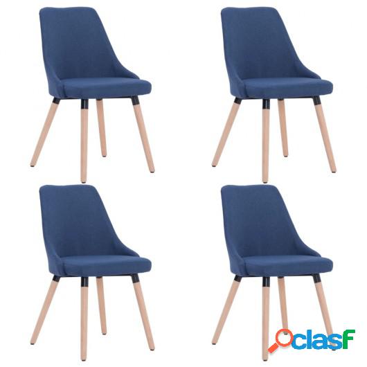 Sillas de comedor 4 unidades tela azul