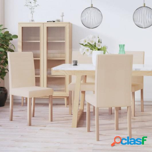 Sillas de comedor 4 unidades tela color crema