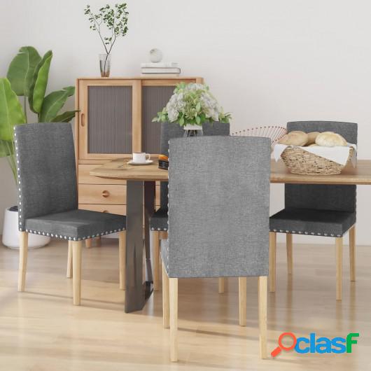 Sillas de comedor 4 unidades tela gris claro