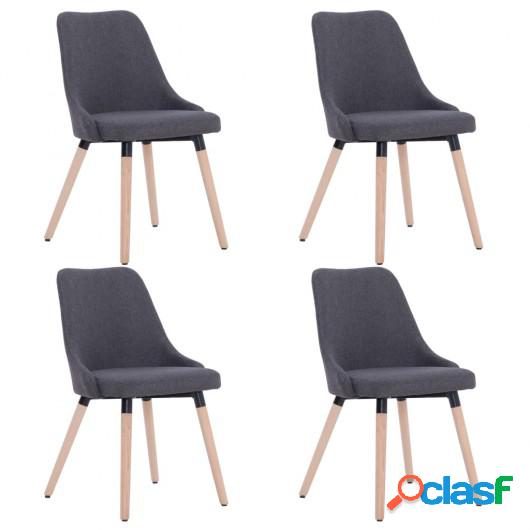 Sillas de comedor 4 unidades tela gris oscuro