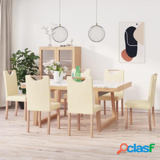 Sillas de comedor 6 unidades cuero sintético color crema