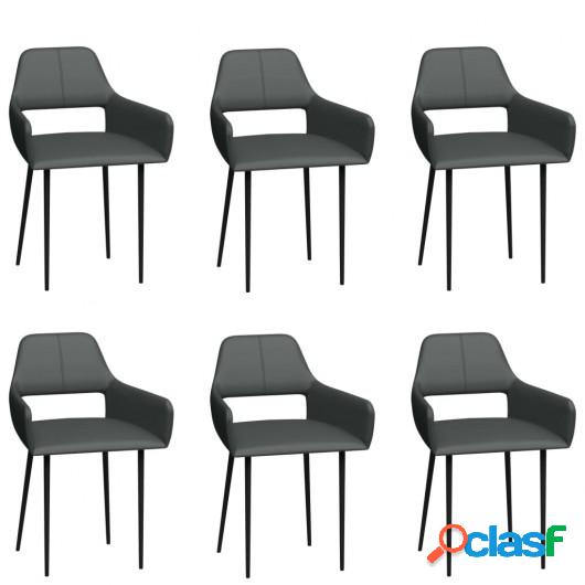 Sillas de comedor 6 unidades cuero sintético gris