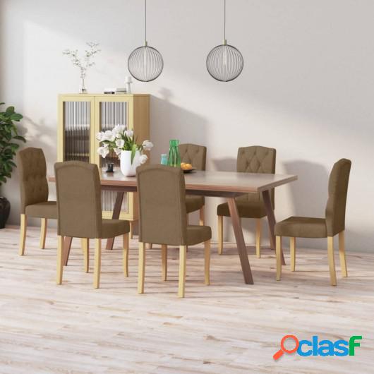 Sillas de comedor 6 unidades de tela marrón