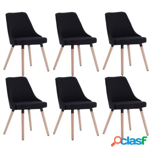 Sillas de comedor 6 unidades de tela negra