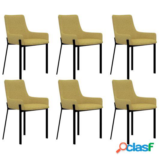 Sillas de comedor 6 unidades tela amarilla