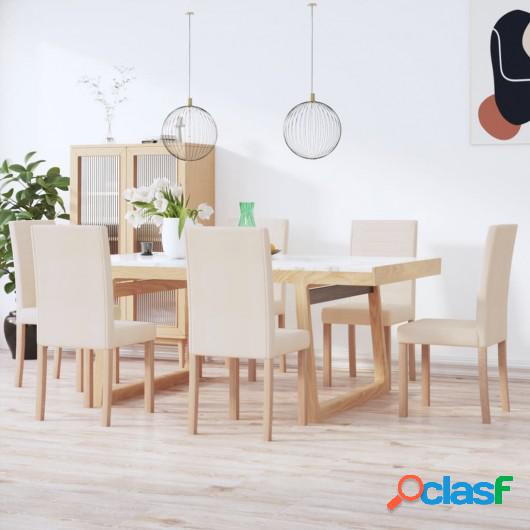 Sillas de comedor 6 unidades tela color crema