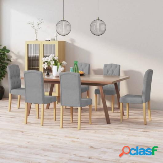 Sillas de comedor 6 unidades tela gris claro