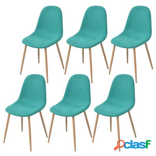 Sillas de comedor 6 unidades tela verde