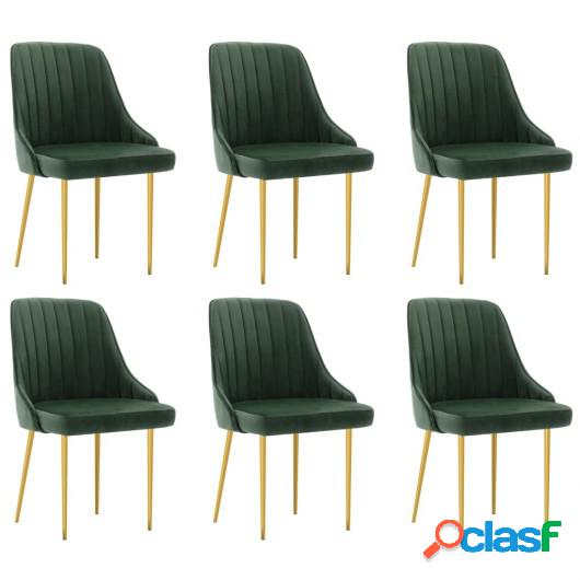 Sillas de comedor 6 unidades terciopelo verde oscuro