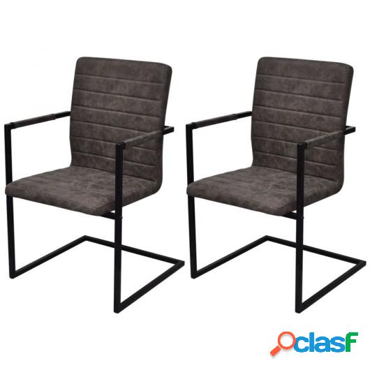 Sillas de comedor Cantilever 2 unidades marrones