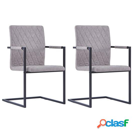 Sillas de comedor cantilever 2 uds cuero sintético gris