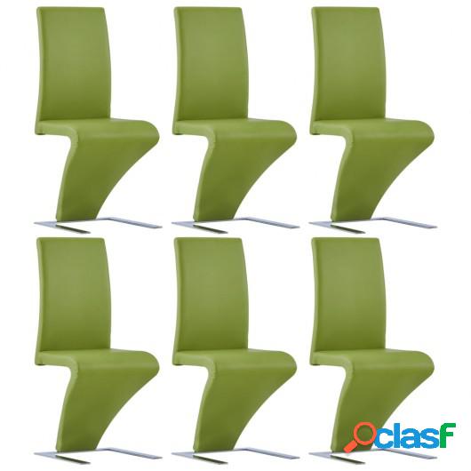 Sillas de comedor forma de zigzag 6 uds cuero sintético