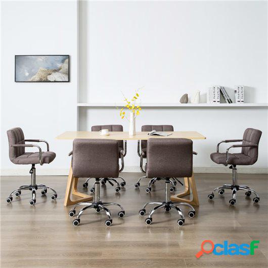 Sillas de comedor giratorias 6 unidades tela color gris topo