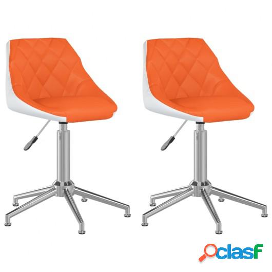 Sillasde comedor giratoria 2 uds cuero sintético naranja