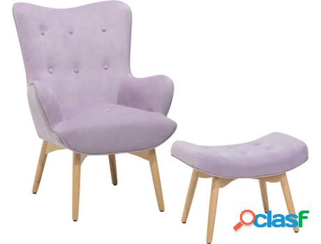 Sillón Vejle con Reposapiés (Rosa - Terciopelo -78x81x100