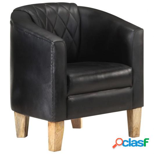 Sillón con diseño de cubo cuero auténtico negro