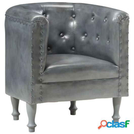 Sillón diseño de cubo cuero auténtico gris