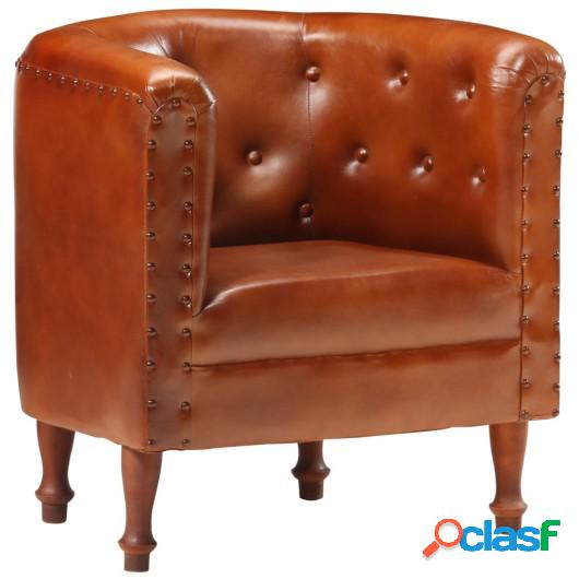 Sillón diseño de cubo cuero auténtico marrón
