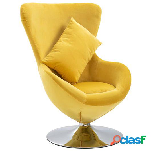 Sillón egg giratorio con cojín terciopelo amarillo