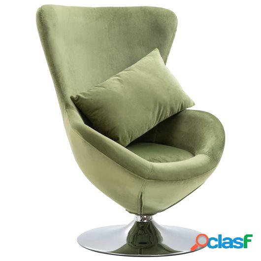 Sillón egg giratorio con cojín terciopelo verde