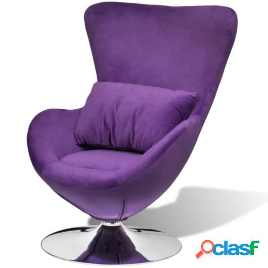 Sillón giratorio con cojin en forma de huevo púrpura