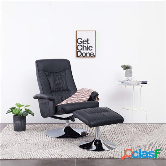 Sillón reclinable con reposapiés cuero sintético negro