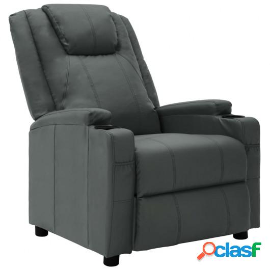 Sillón reclinable cuero sintético gris antracita