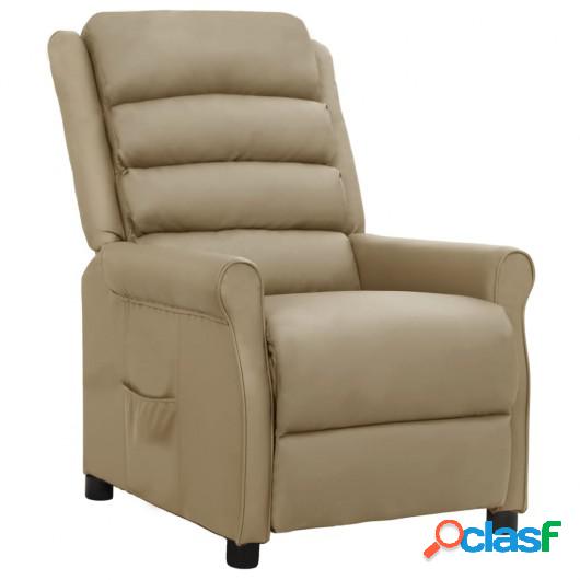 Sillón reclinable de cuero sintético color capuchino