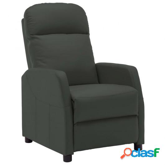 Sillón reclinable de cuero sintético gris antracita