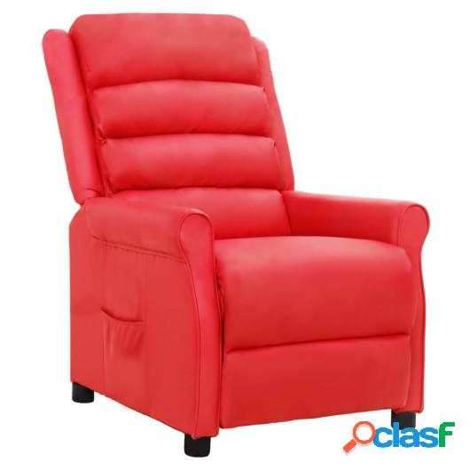 Sillón reclinable de cuero sintético rojo